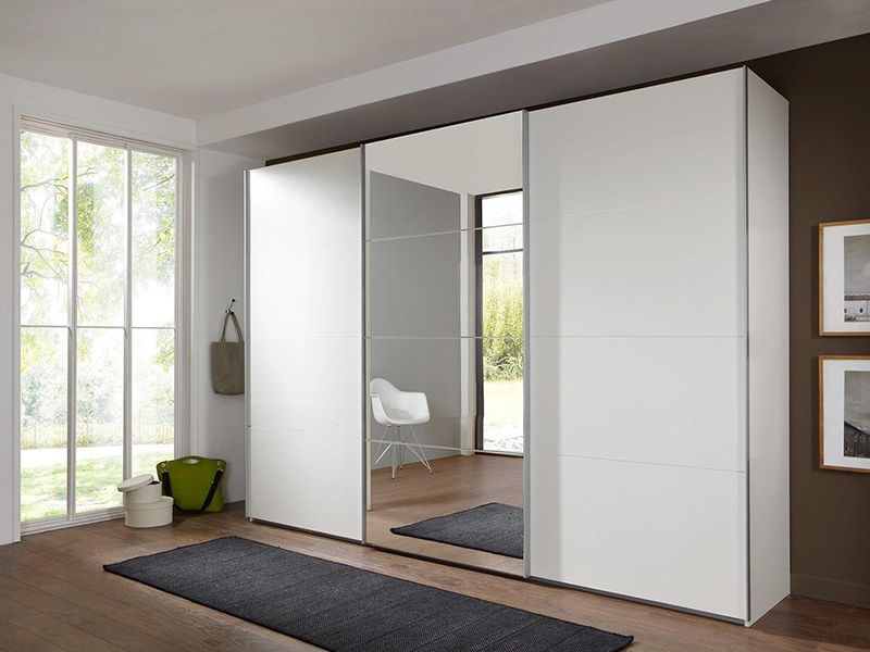 Ernie 2.7M Mirrored Slide Robe - White