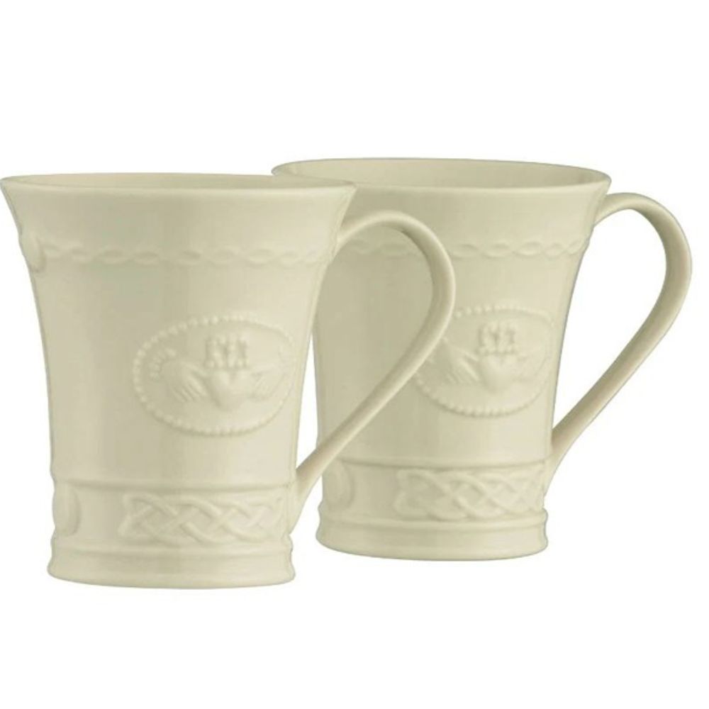 Belleek Classic Claddagh 10oz Mug Pair