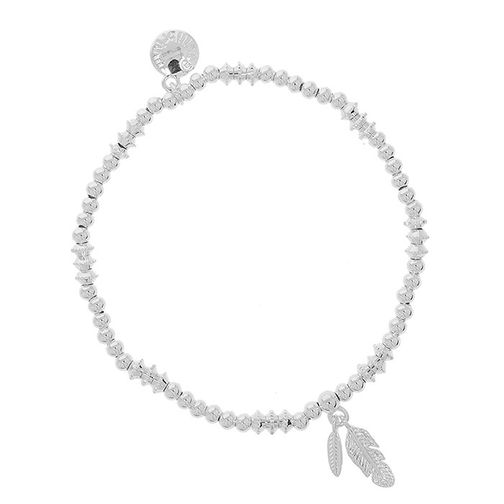 Stackable Silver Plated Bracelet Feathers
