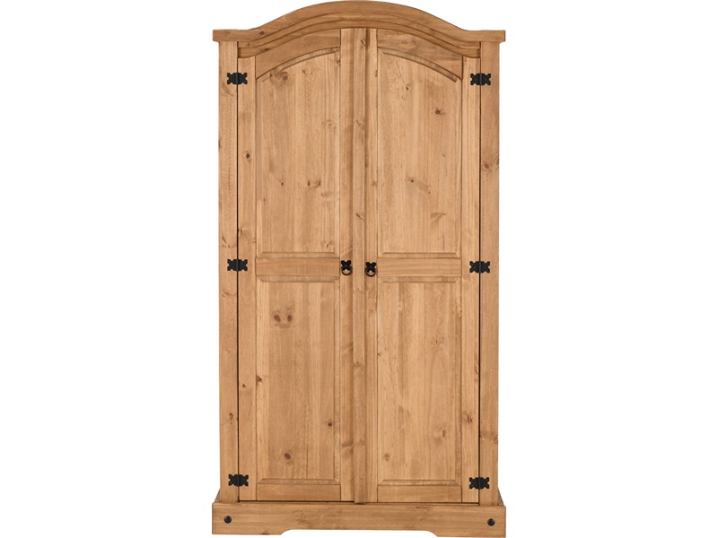 Corona 2 Door Wardrobe - Distressed Waxed Pine
