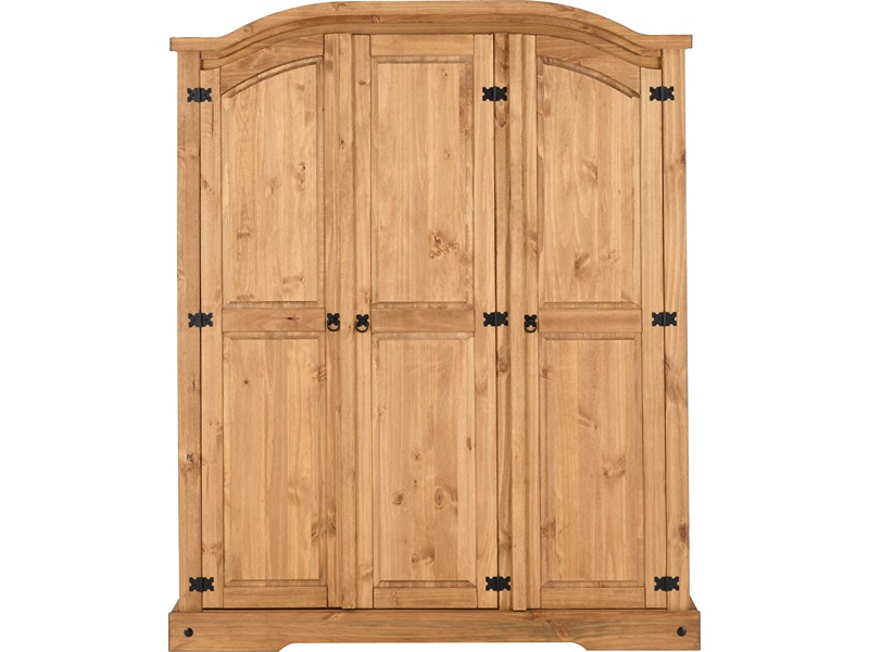 Corona 3 Door Wardrobe - Distressed Waxed Pine