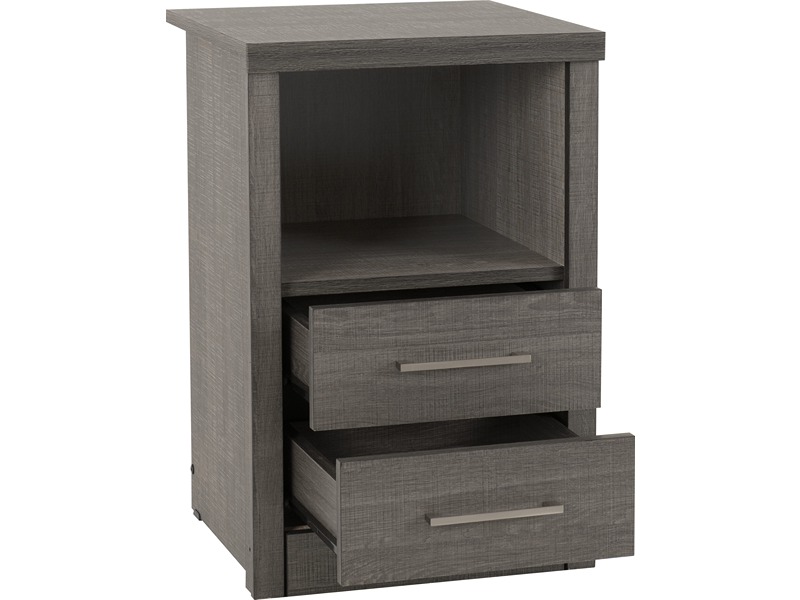 Lisbon 2 Drawer Bedside - Black Wood Grain