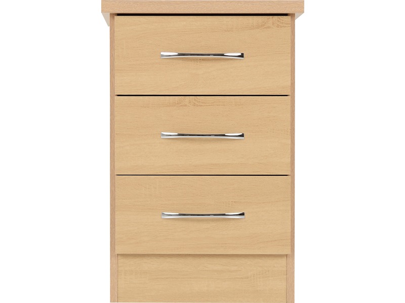 Nevada 3 Drawer Bedside Table - Oak Effect