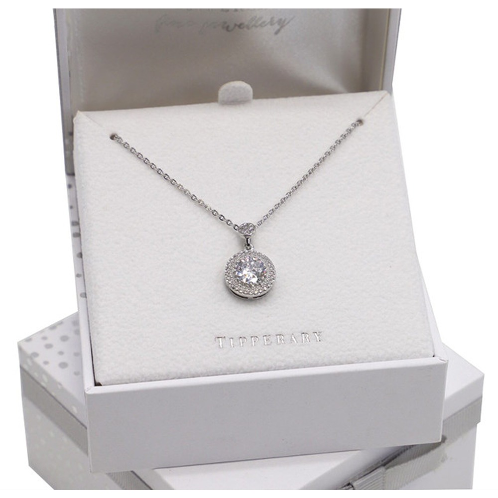 Silver Round Pendant Pave Set Surround