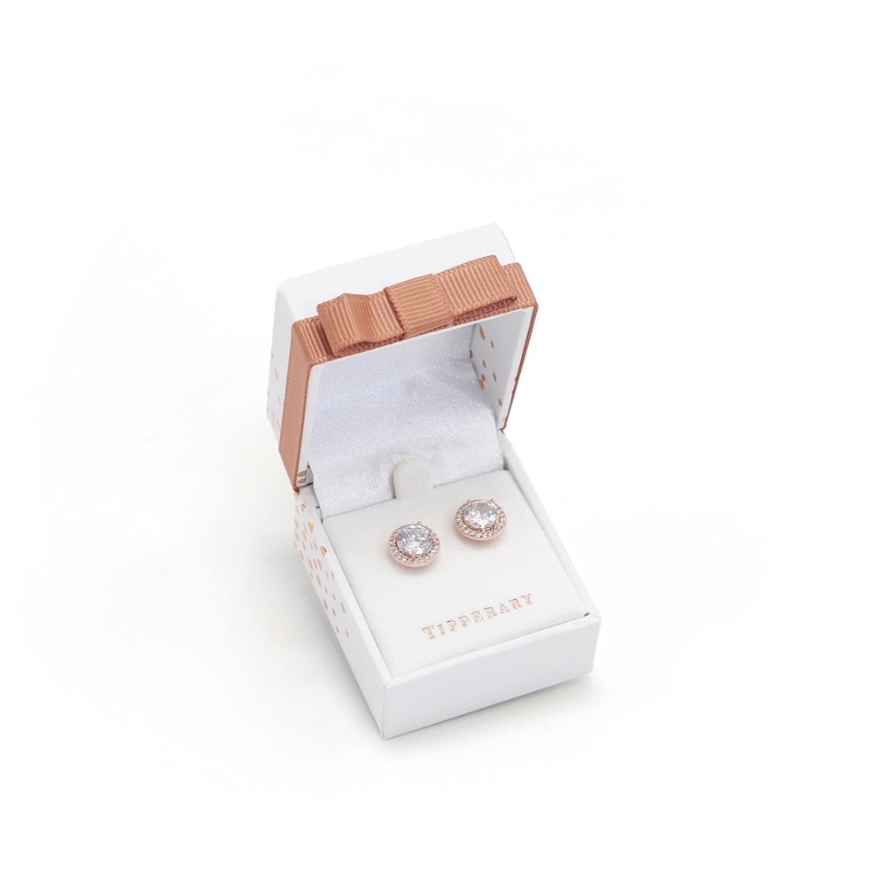 Rose Simple CZ Earrings