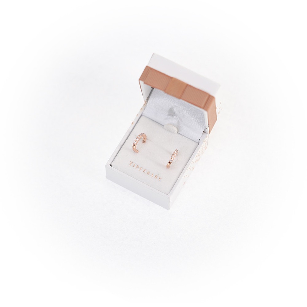 Circle Pave Rose Gold Small Hoop Earrings