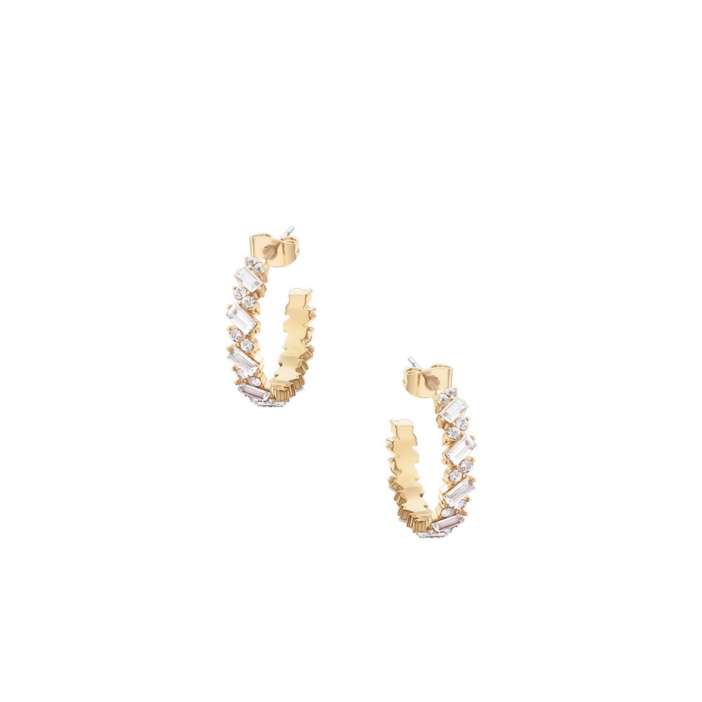 Tipperary Crystal Hoop Earrings Emerald Cut Crysta