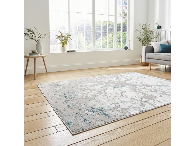 Apollo Grey and Green Abstract Patterned Rug