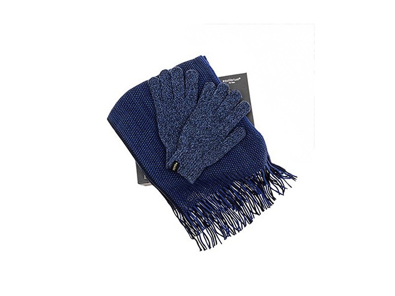 Eq Men Luxury Scarf Gloves Set Blue And Navy