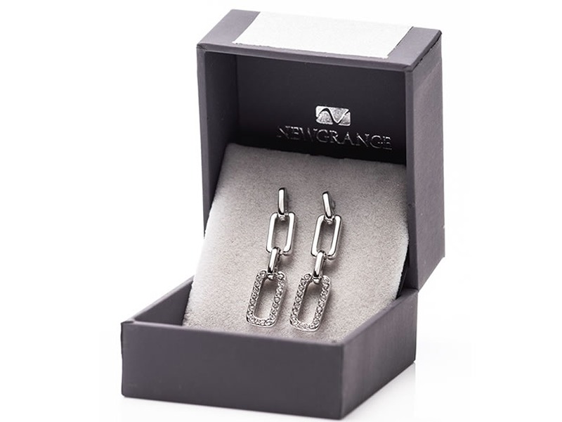 Newgrange Living Silver Diamond Square Earrings