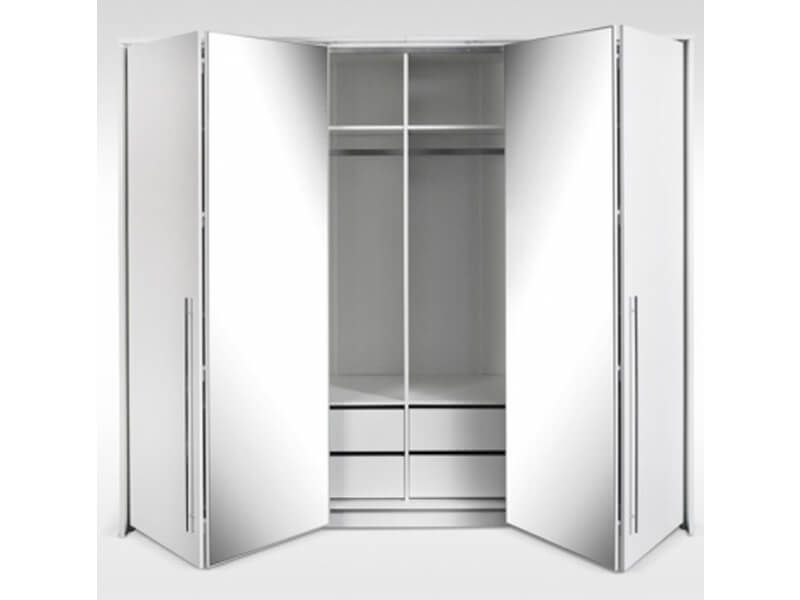 Brema 2.55M Bi-Fold Mirrored Wardrobe -  White