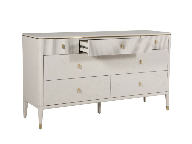 Diletta Dressing Chest 7 Drawer Ribbed Top Drws -
