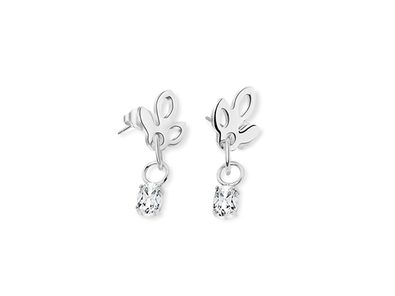 Newbridge Lotus Earrings With Clear Stones