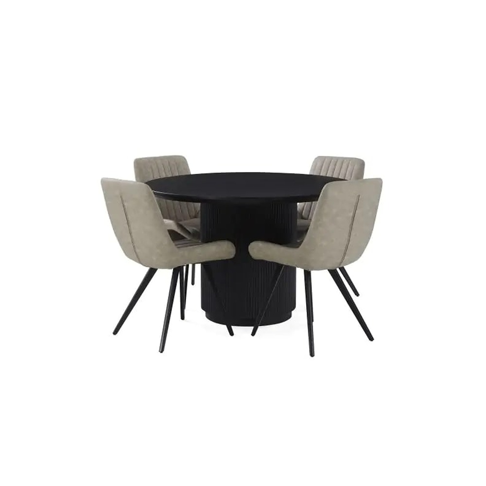 Lucas Black Round Dining Table 1200 Wooden Top