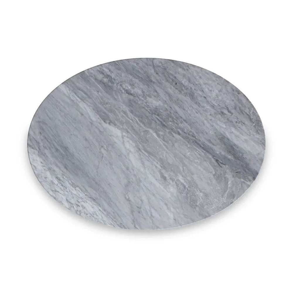 Marmora Oval Coffee Table Grey Base Grey Marble