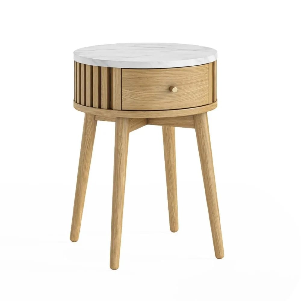 Soho Natural Marble Top Round Side Table