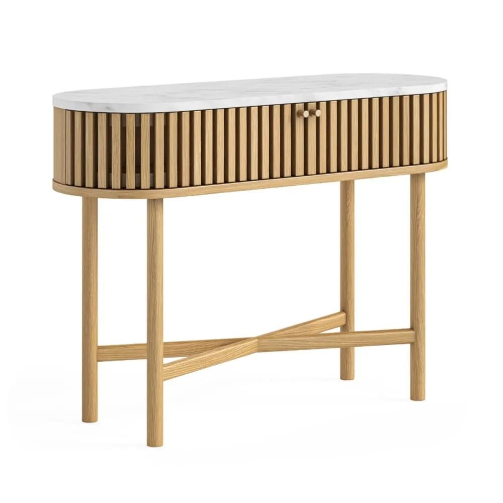 Soho Natural Marble Top Oval Console Table