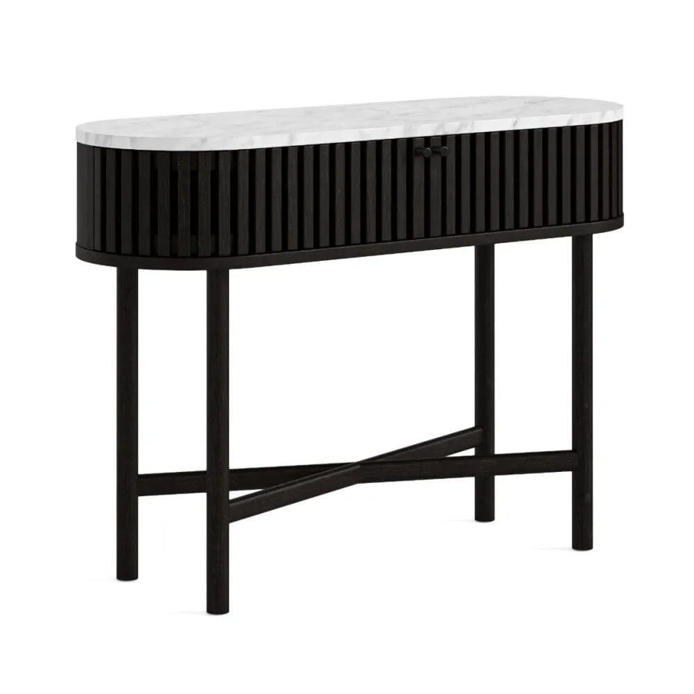 Soho Black Marble Top Oval Console Table