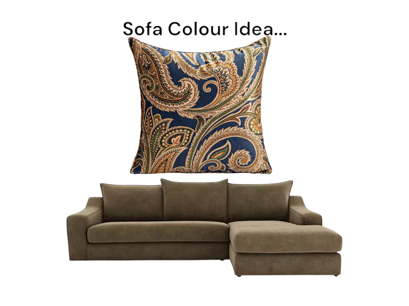 Cushion Chenille Print Paisley Navy
