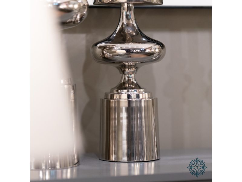Zuri Pillar Candle Holder Chrome 44Cm