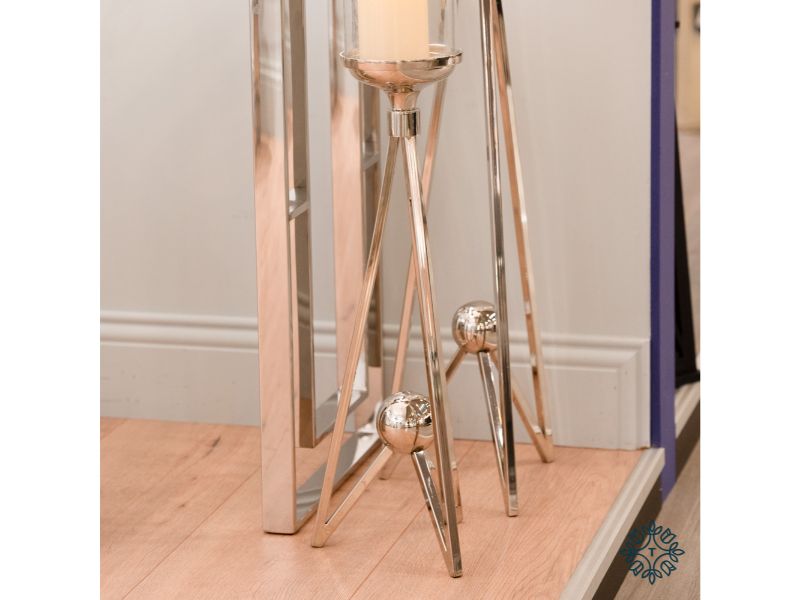 Zuri Floor Standing Candle Holder Chrome 101Cm
