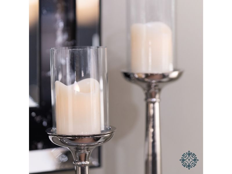 Zuri Ball Pillar Candle Holder Chrome 65Cm