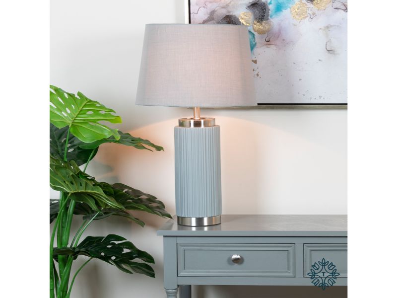 Tara Lane Lacey Table Lamp Grey/Silver 59cm