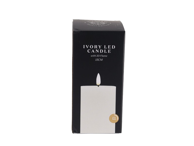 3D Flame Led Candle W/6Hr Timer Ivory 15Cm