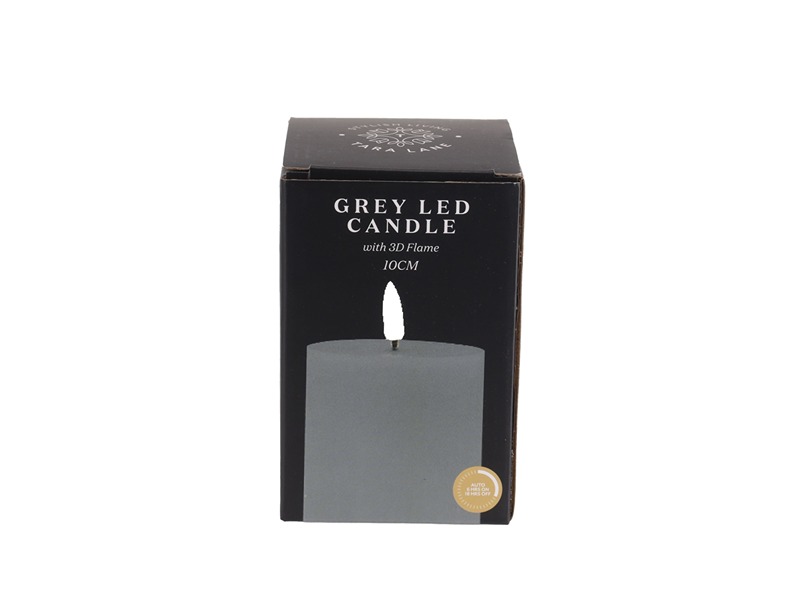 3D Flame Led Candle W/6Hr Timer Grey 10Cm