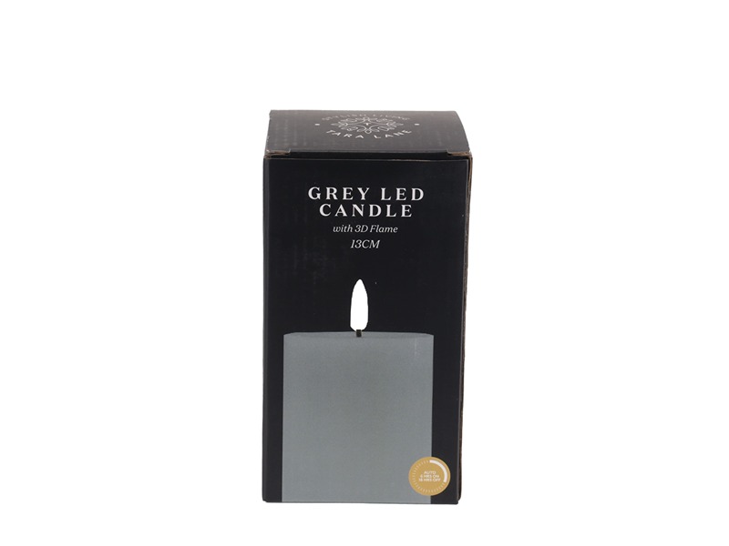 3D Flame Led Candle W/6Hr Timer Grey 13Cm
