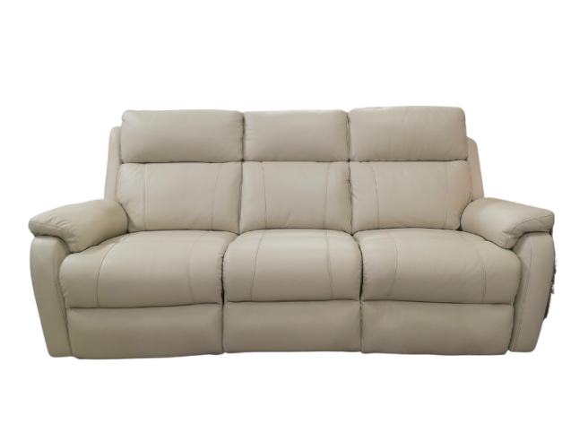 Cream leather 3 discount seater recliner sofa