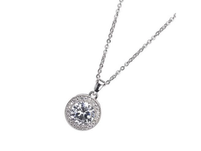 Buy Elegant Modern Diamond Pattern White Stone Necklace with