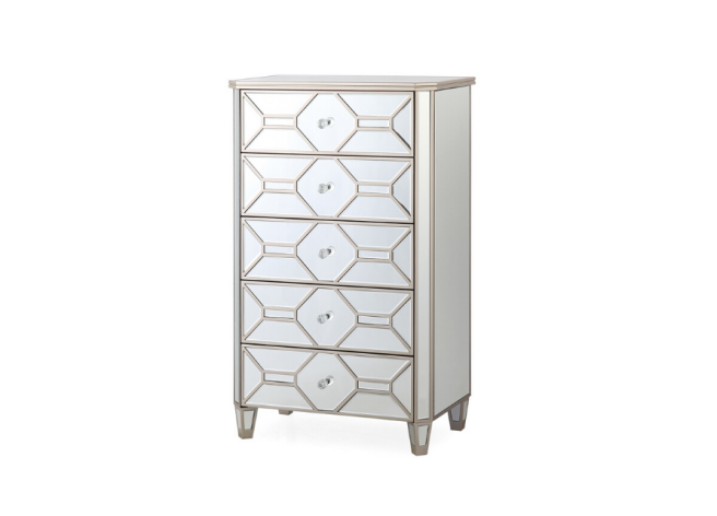 Mirrored 5 hot sale drawer tall chest