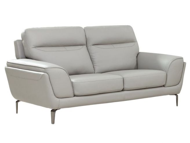 Light grey leather 2025 2 seater sofa