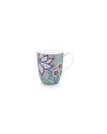 Set Of 2 Mugs Large Flower Festival Light Blue 350