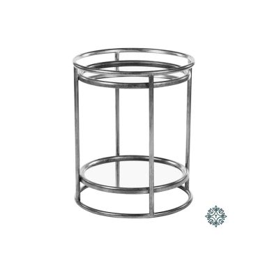 Amelia Side Table Mirrored With Shelf Silver