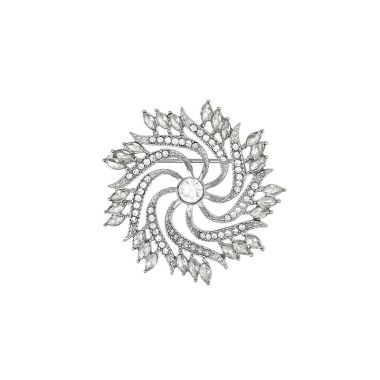 Indulgence Rhodium Crystal Flower Brooch