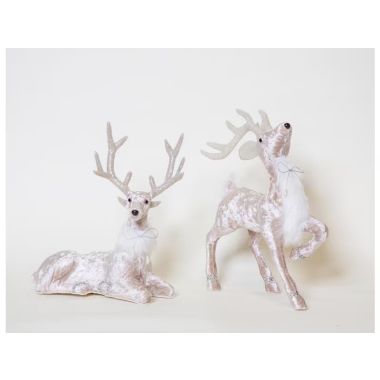 Sitting Deer Glitter Fur Pearls