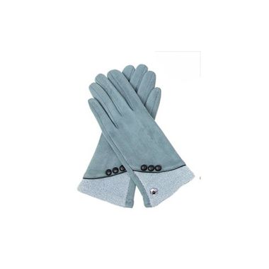 Fleece Cuff And 3 Button Gloves Teal