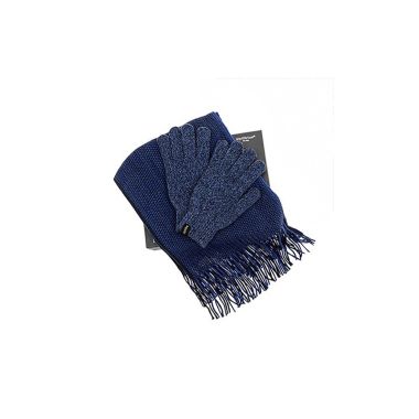 Eq Men Luxury Scarf Gloves Set Blue And Navy