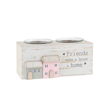 Love Lane Double Tealight Holder Friends