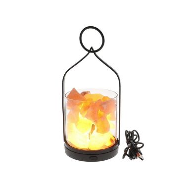 Himalayan Salt Lantern Ring Handle Black