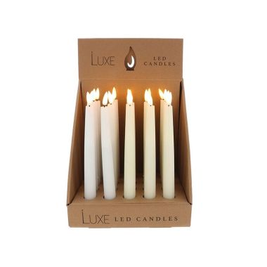 Luxe Led Taper Candle White Cream