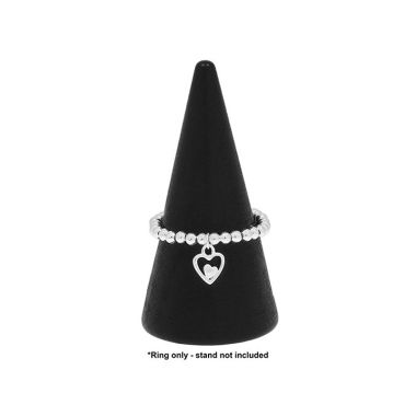 Stackable Silver Plated Ring Dangly Heart