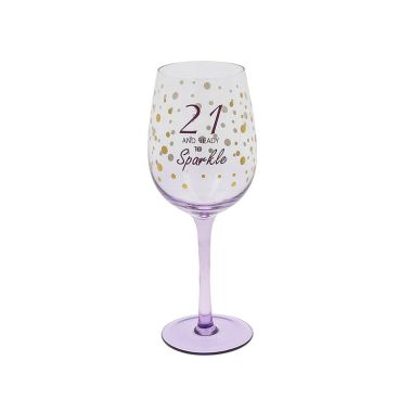 Birthday Sparkle Wine Glass Age 21