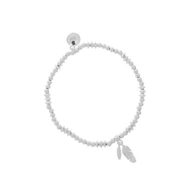 Stackable Silver Plated Bracelet Feathers
