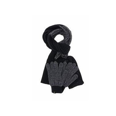 Eq For Men Flecked Scarf Glove Set Black