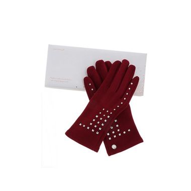 Crystal Squares Boxed Gloves Red