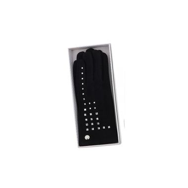 Crystal Squares Boxed Gloves Black
