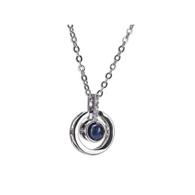 Newgrange Living Silver Diamante Blue Stone Neckla